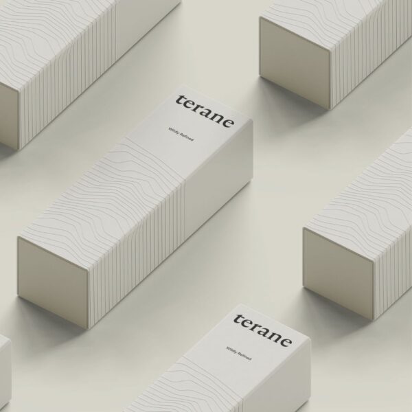 Terane Gin Product Image - Shipping Box Packaging 2 Terane gin bottle with shipping box packaging