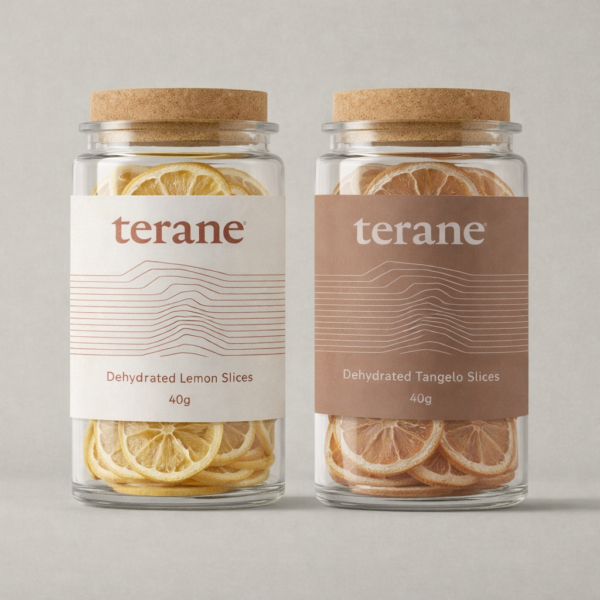 Dehydrated lemon and tangelo cocktail garnishes by Terane