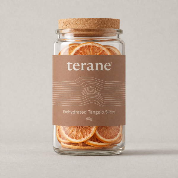 Dehydrated tangelo slice cocktail garnish by Terane