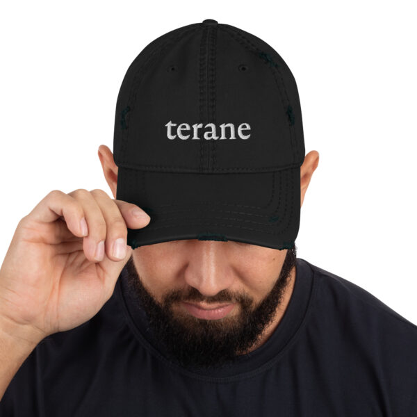 distressed-dad-hat-black-front-69e441ec3e3fe.jpg Terane black cap, front